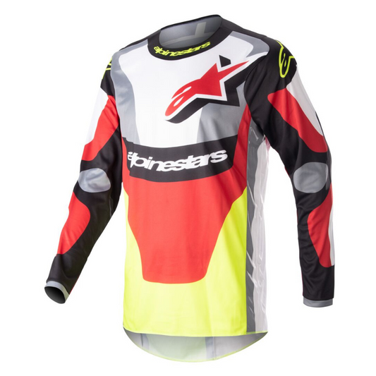 Alpinestars 2024 Fluid Agent Jersey Black/Mars Red/Yellow Fluo