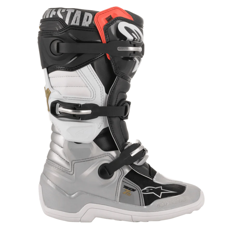 Alpinestars Tech 7S Youth Boots Black/Silver/White/Gold