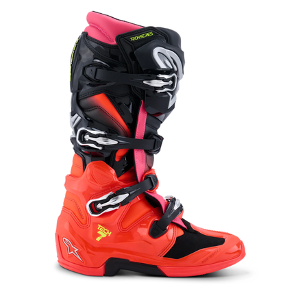 Alpinestars Tech 7 Boots 2025 Black/Red Fluo/Pink Fluo