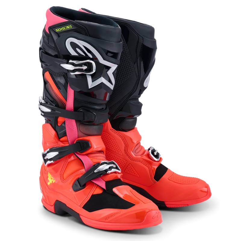 Alpinestars Tech 7 Boots 2025 Black/Red Fluo/Pink Fluo