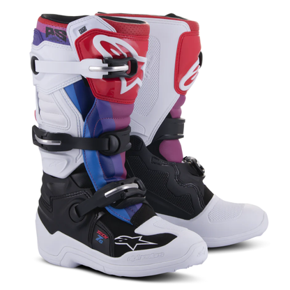 Alpinestars Tech 7S Youth Boots Black/White/Rainbow