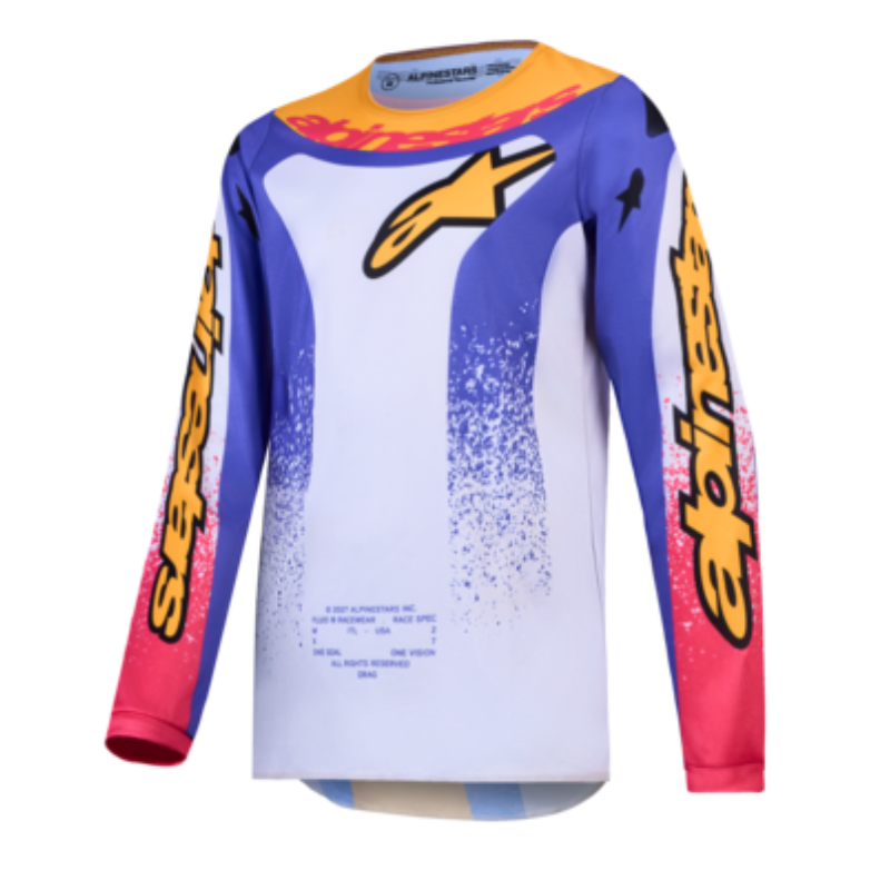 Alpinestars 2027 Youth Fluid Drag Jersey Light Lilac/Blue/Iris Gold