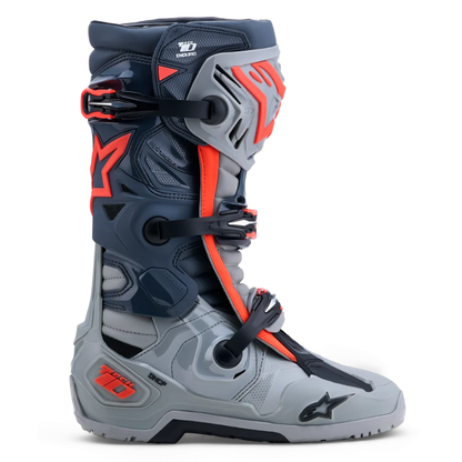 Alpinestars Tech 10 Enduro Boots Mid Gray/Dark Gray/Red Fluo