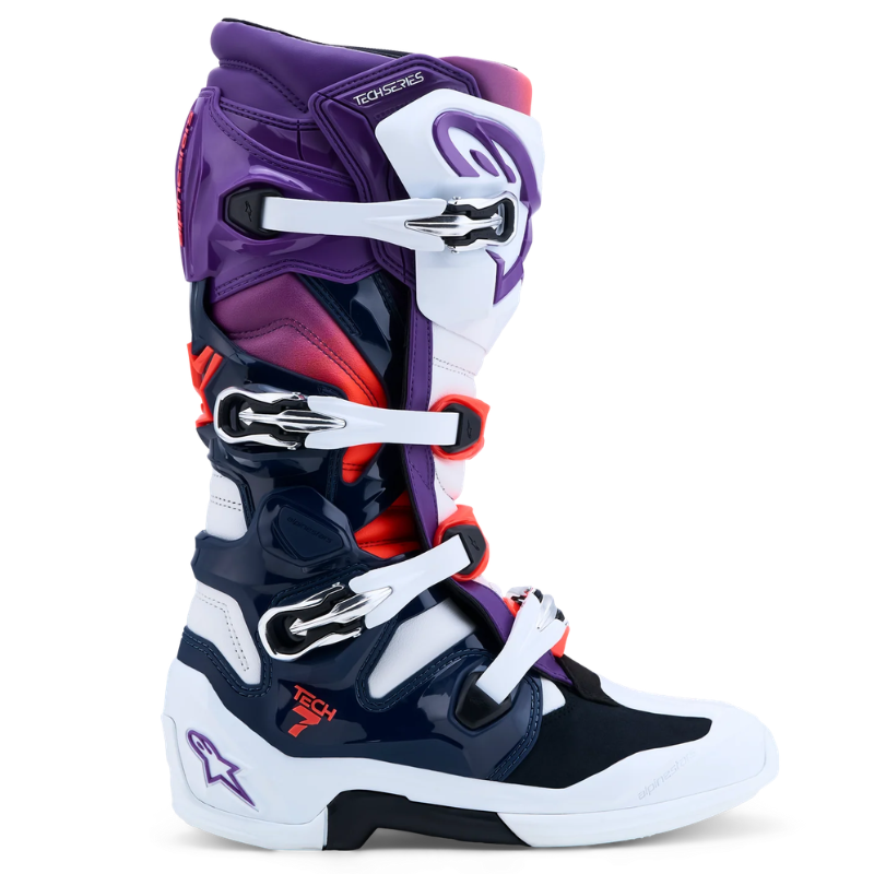 Alpinestars Tech 7 Boots 2025 Purple/White/Dark Blue/Red Fluo
