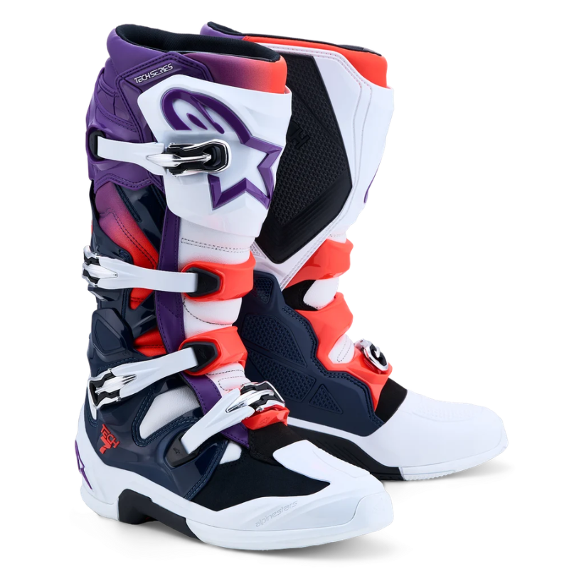 Alpinestars Tech 7 Boots 2025 Purple/White/Dark Blue/Red Fluo