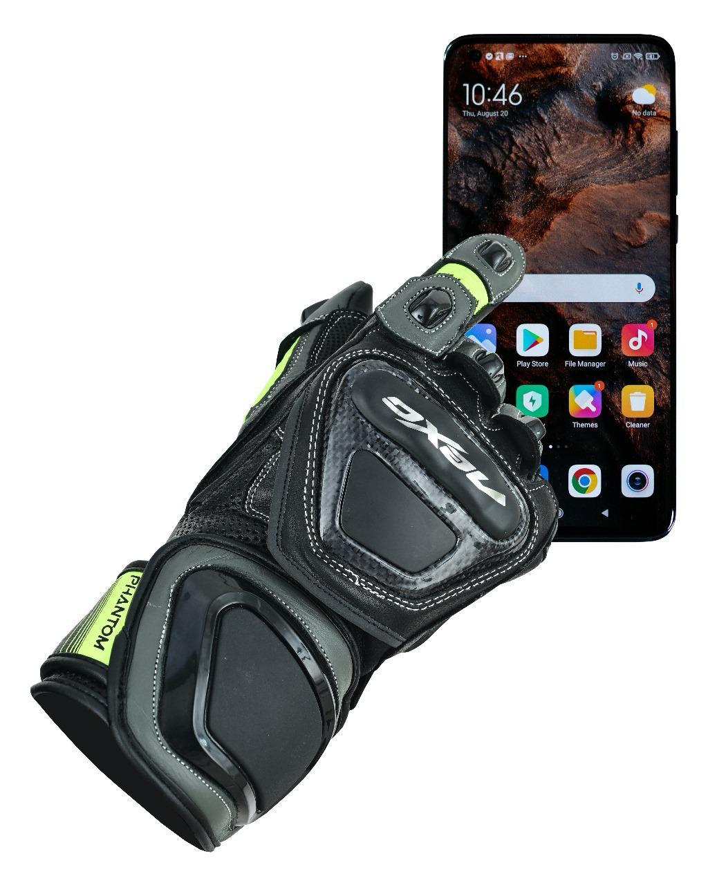 NEXO PHANTOM RACING LEATHER GLOVE - BLACK HI VIS YELLOW