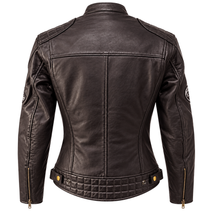 NEXO Ladies Café Racer v2 Leather Jacket - Dark Brown