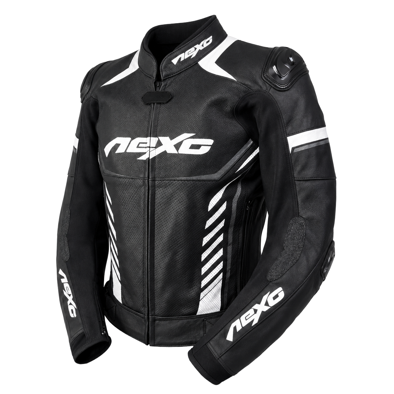 Nexo STR Leather Jacket Black White