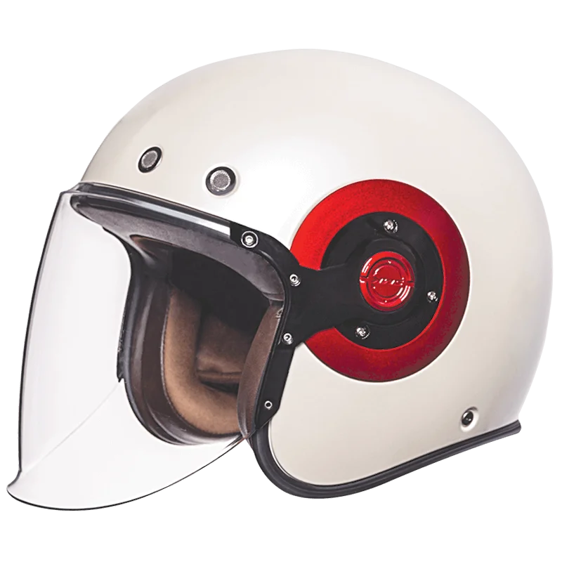 SMK Retro Jet Gloss White/Red Helmet GL130
