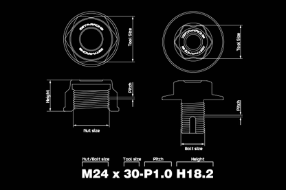 Zeta Street Steering Stem Nut M26X30 - P1.0L:18.0 Titanium -