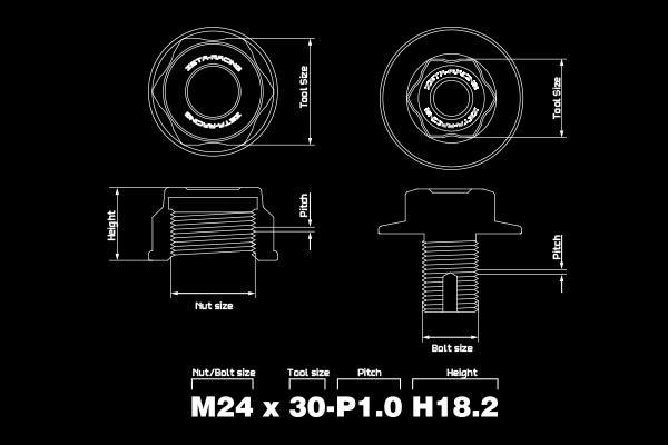 Zeta Street Steering Stem Nut M28X36 - P1.0H:17.0 Gold