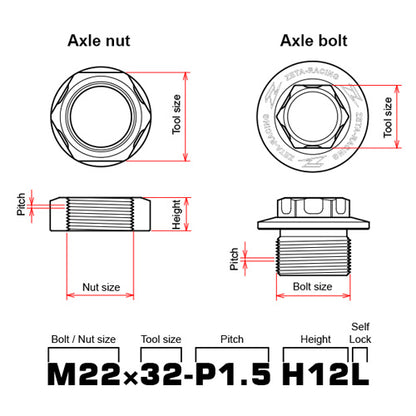 Zeta Axle Nut M20x30 - P1.5 H13 Orange